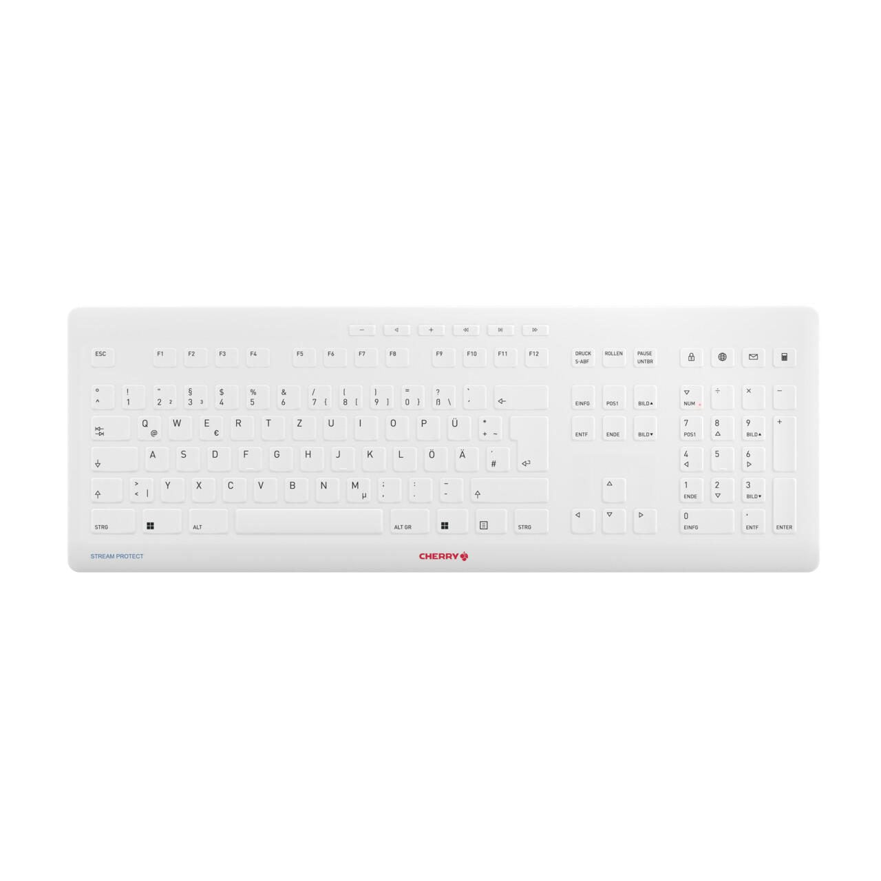 CHERRY Stream Protect kabellose Tastatur - Deutsch - Weiß