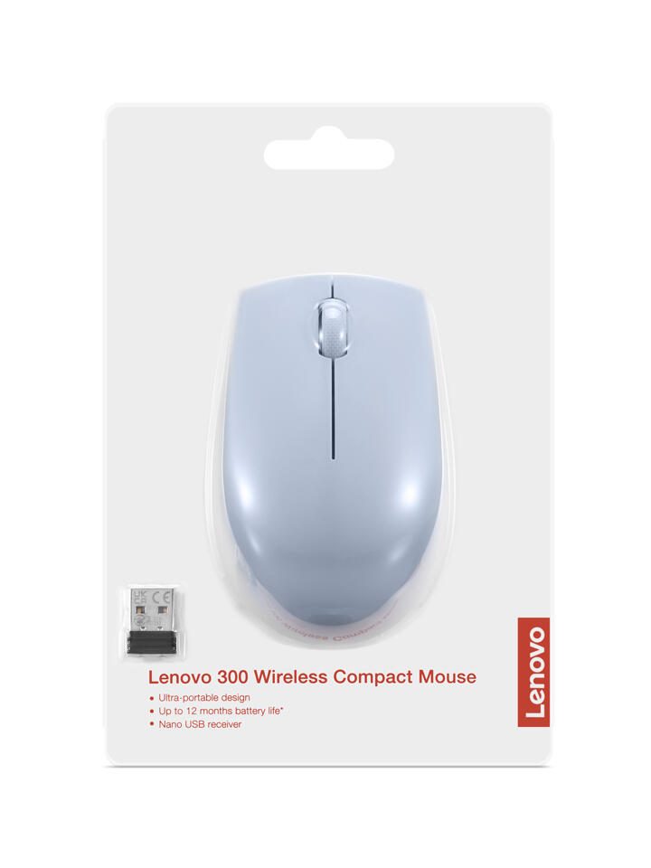 Lenovo 300 Compact kabellose Maus - eisblau