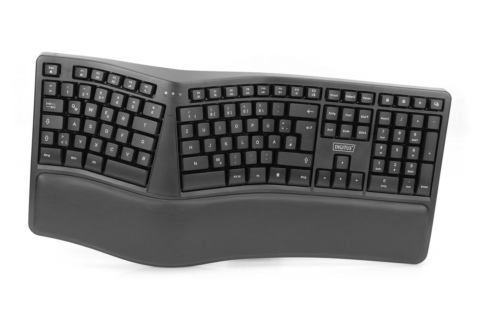Digitus ergonomische kabellose Tastatur - QWERTZ Deutsch - Schwarz
