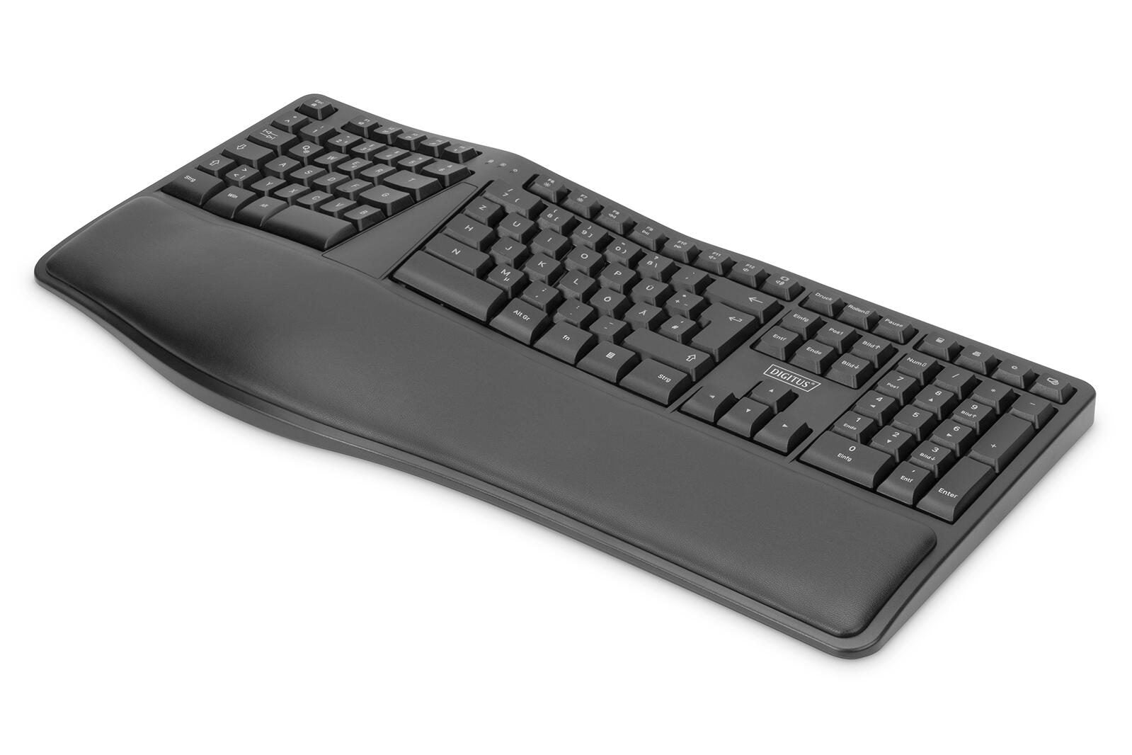 Digitus ergonomische kabellose Tastatur - QWERTZ Deutsch - Schwarz