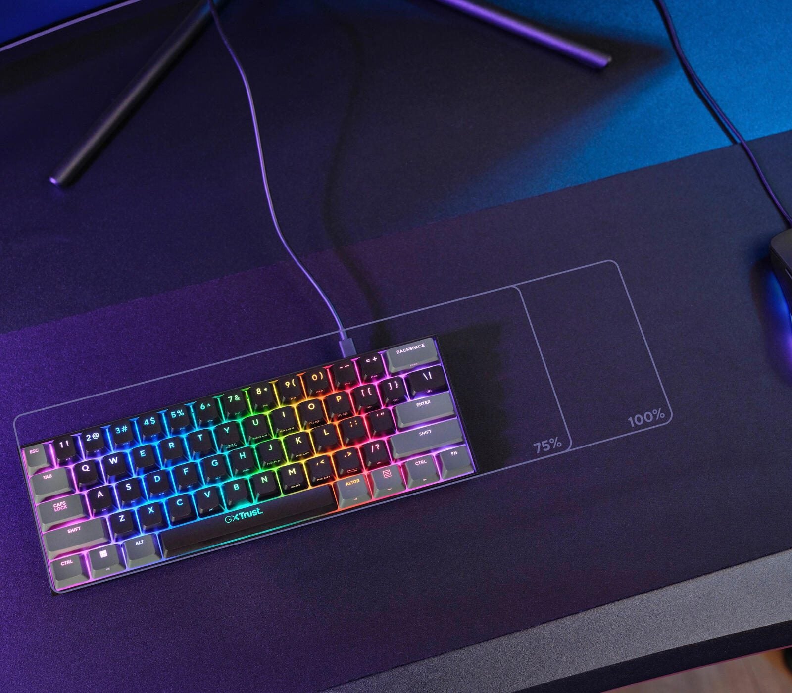 Trust GXT 867 Acira 60 % mechanische Mini-Gaming-Tastatur, DE Layout