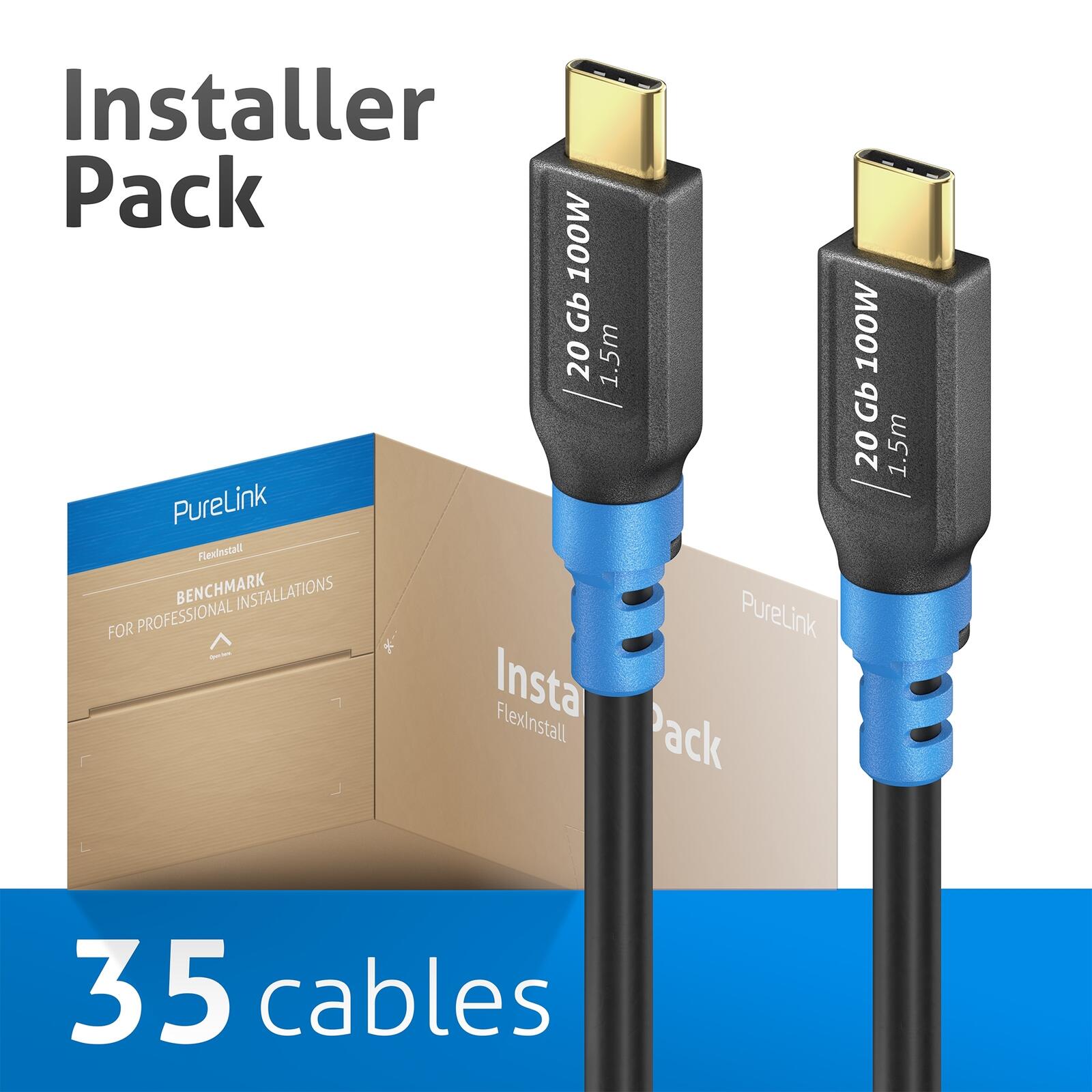 PureLink FlexInstall USB-C auf USB-C Kabel USB4 Gen2x2 20Gbps 100W 1.50m - Installer Pack 35 Stk.
