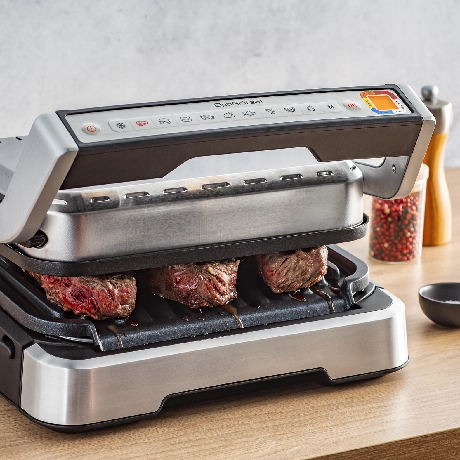Tefal OptiGrill 2in1 GC773D Kontaktgrill inkl. Grillzange