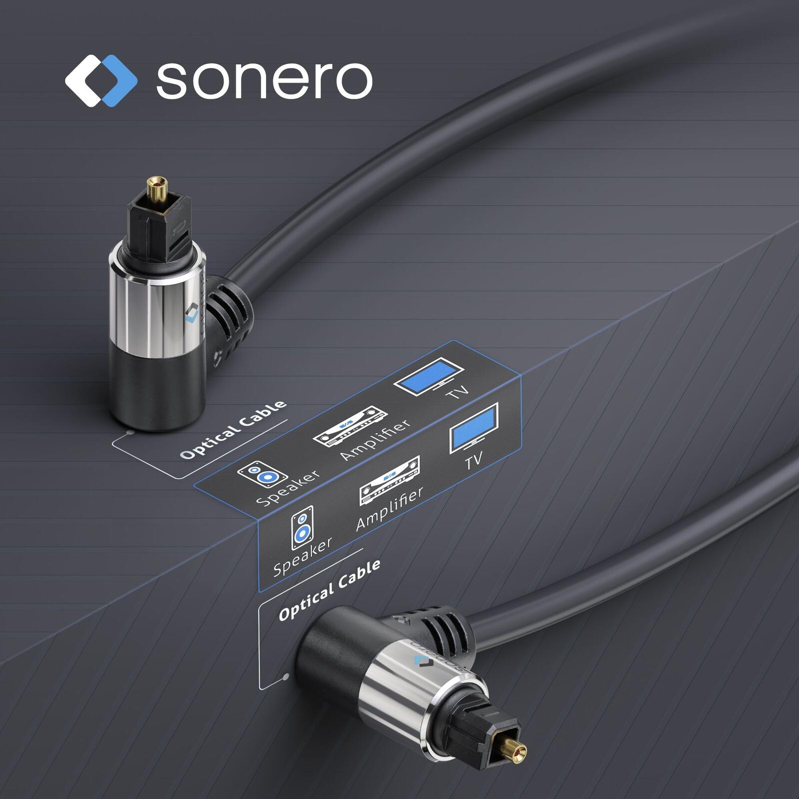 Sonero Premium optisches S/PDIF Toslink Kabel mit Winkelsteckern 2x90°, 15,0m
