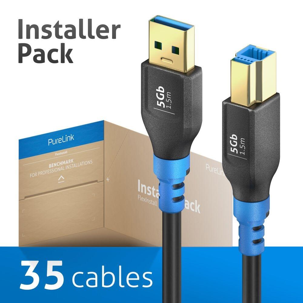 PureLink FlexInstall USB-A auf USB-B Kabel USB 3.0 5Gbps 1.50m - Installer Pack 35 Stk.