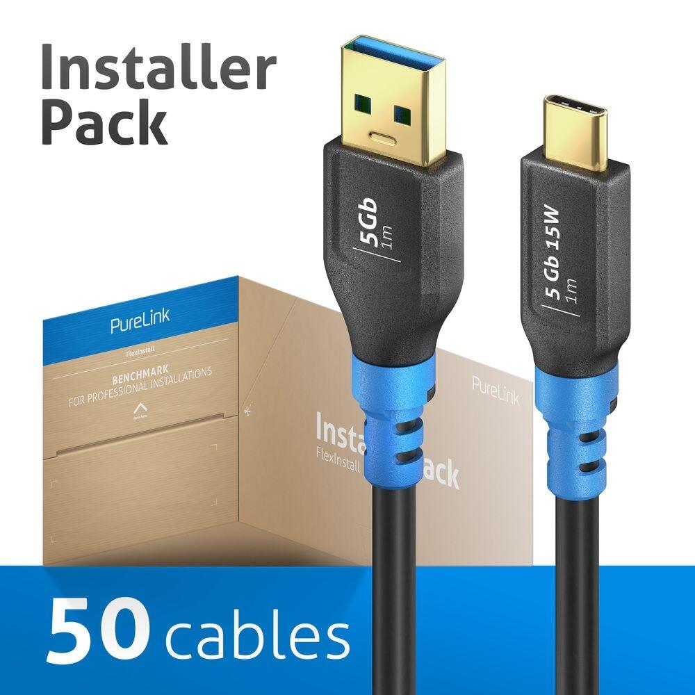 PureLink FlexInstall USB-C auf USB-A Kabel USB 3.0 5Gbps 1.00m - Installer Pack 50 Stk.