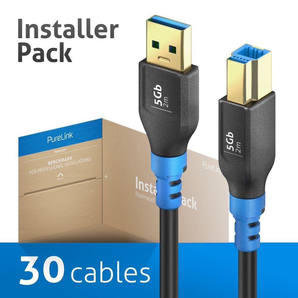 PureLink FlexInstall USB-A auf USB-B Kabel USB 3.0 5Gbps 2.00m - Installer Pack 30 Stk.