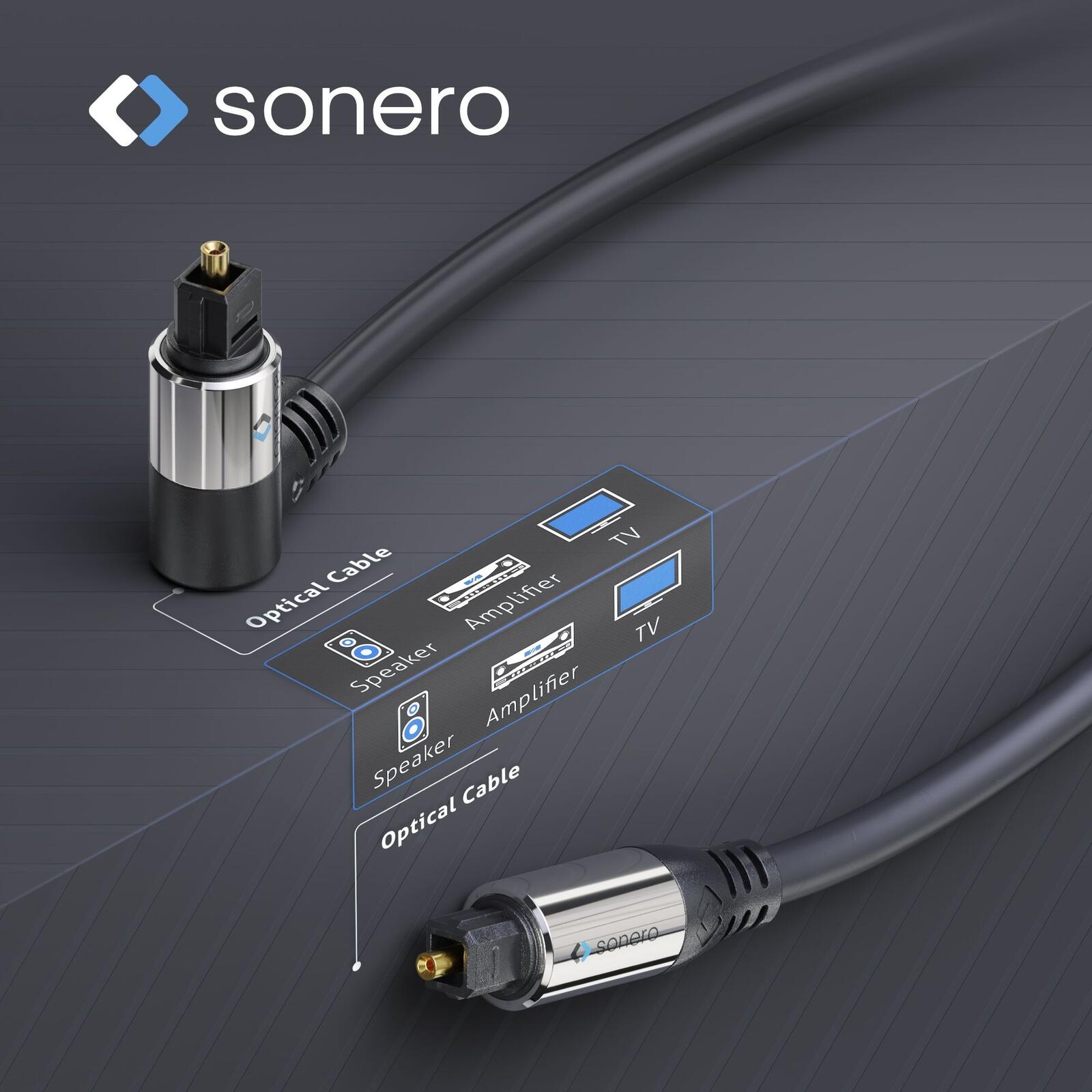 Sonero Premium optisches S/PDIF Toslink Kabel mit Winkelsteckern 1x90°, 20,0m