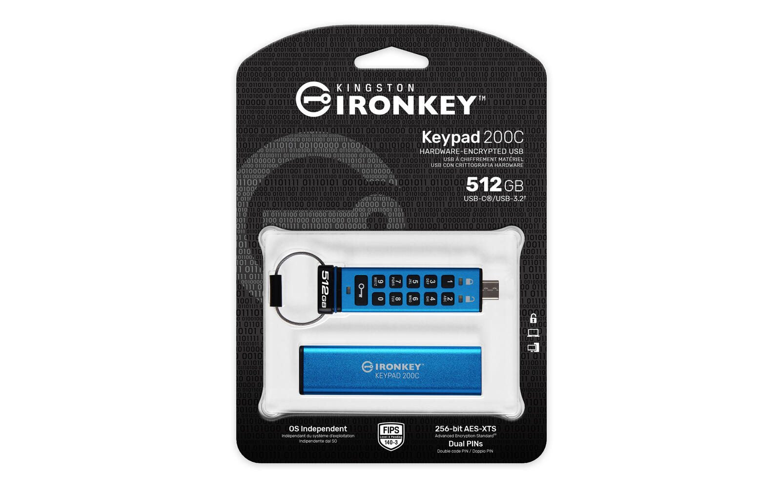 Kingston IronKey Keypad 200C - USB-Stick - 512 GB