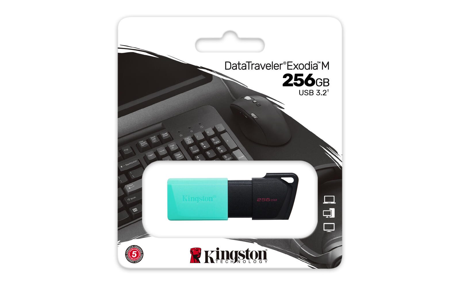 Kingston DataTraveler Exodia M USB-Stick 256 GB, Schwarz/Türkis