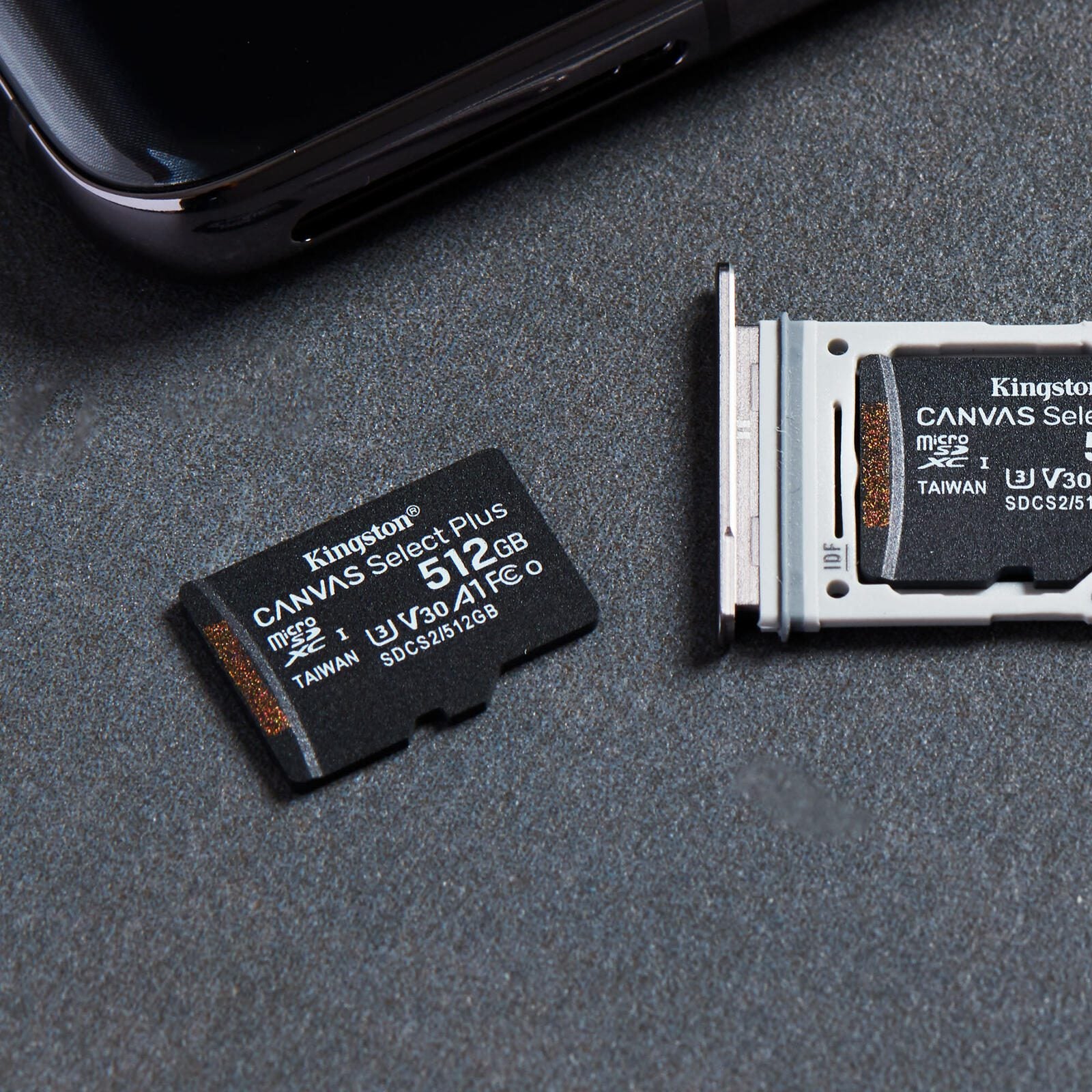 Kingston Technology 512GB micSDXC Canvas Select Plus 100R A1 C10 Einzelpack ohne Adapter Speicherkarte 512 GB