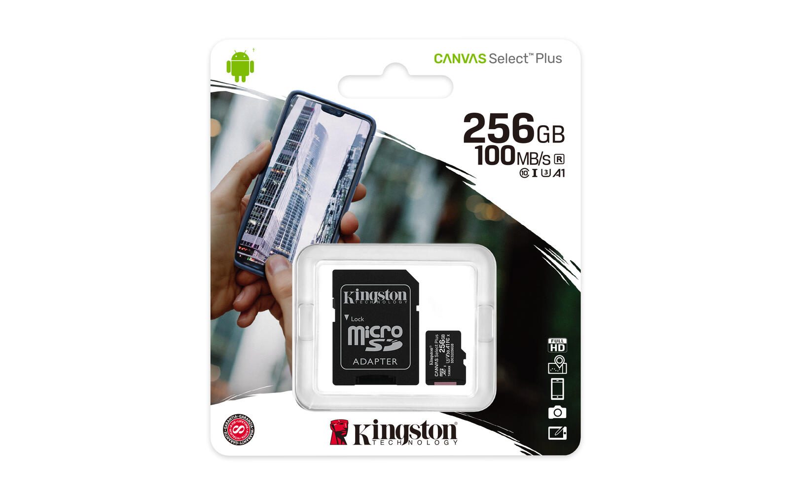 Kingston Technology 256GB micSDXC Canvas Select Plus 100R A1 C10 Speicherkarte + Adapter Speicherkarte 256 GB