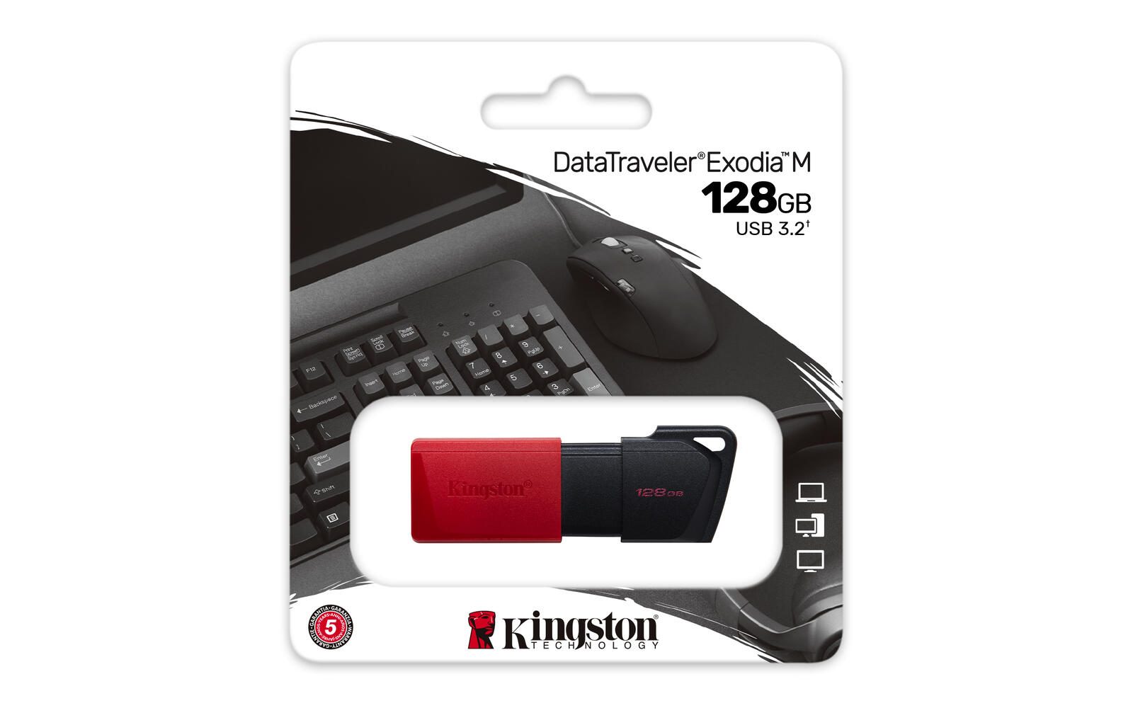 Kingston DataTraveler Exodia M USB-Stick 128 GB, Schwarz/Rot