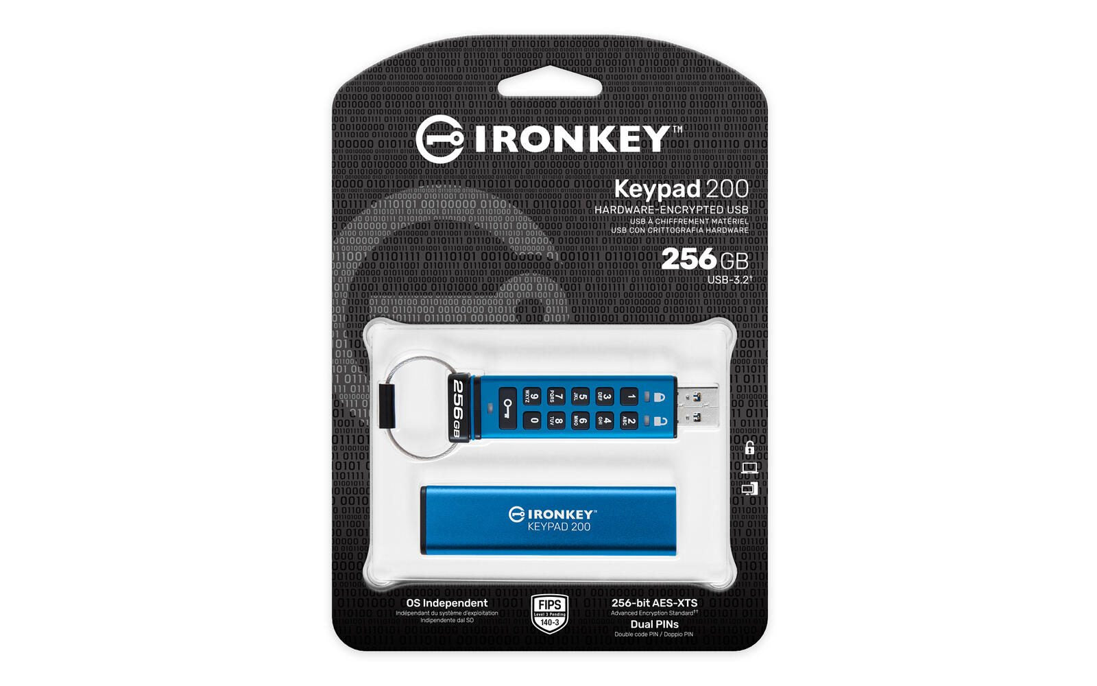 Kingston IronKey Keypad 200 - USB-Stick - 256 GB