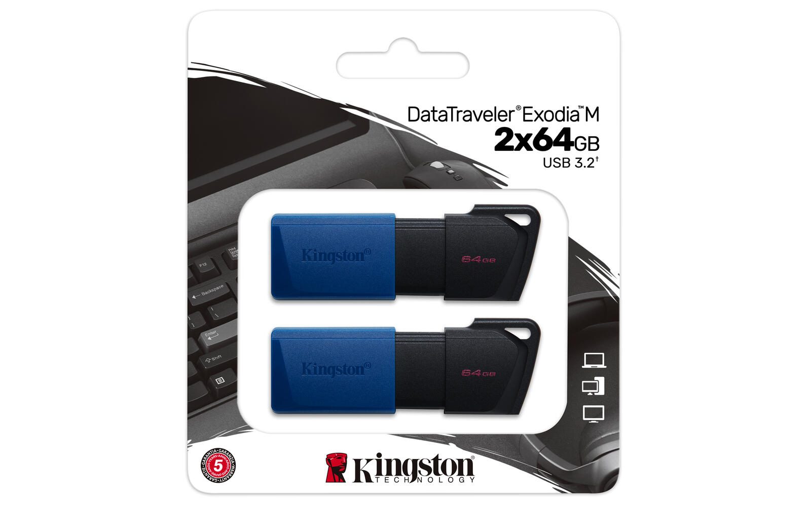 Kingston Technology DataTraveler Exodia M - USB-Stick - 64 GB (Packung mit 2)