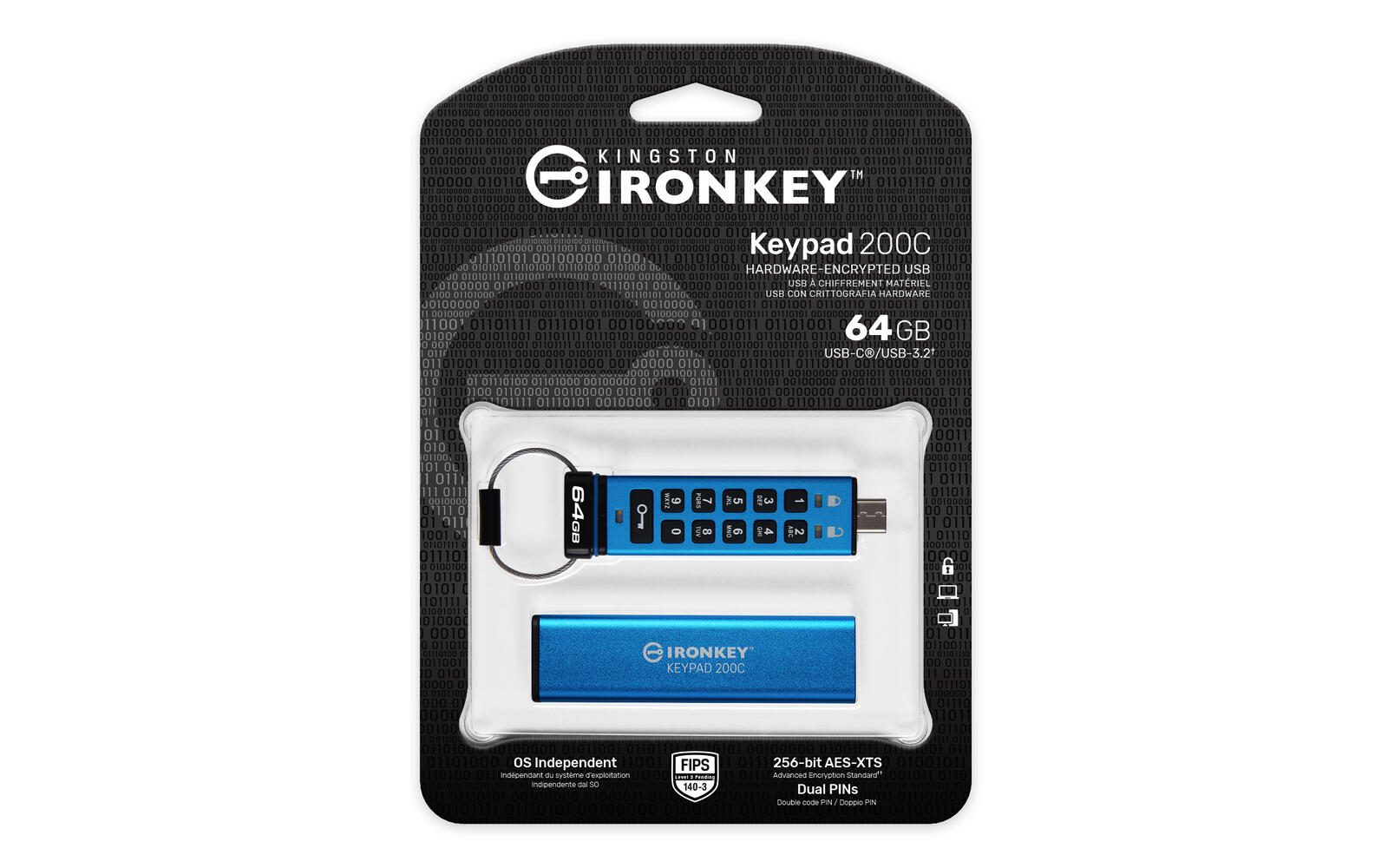 Kingston IronKey Keypad 200C - USB-Stick - 64 GB