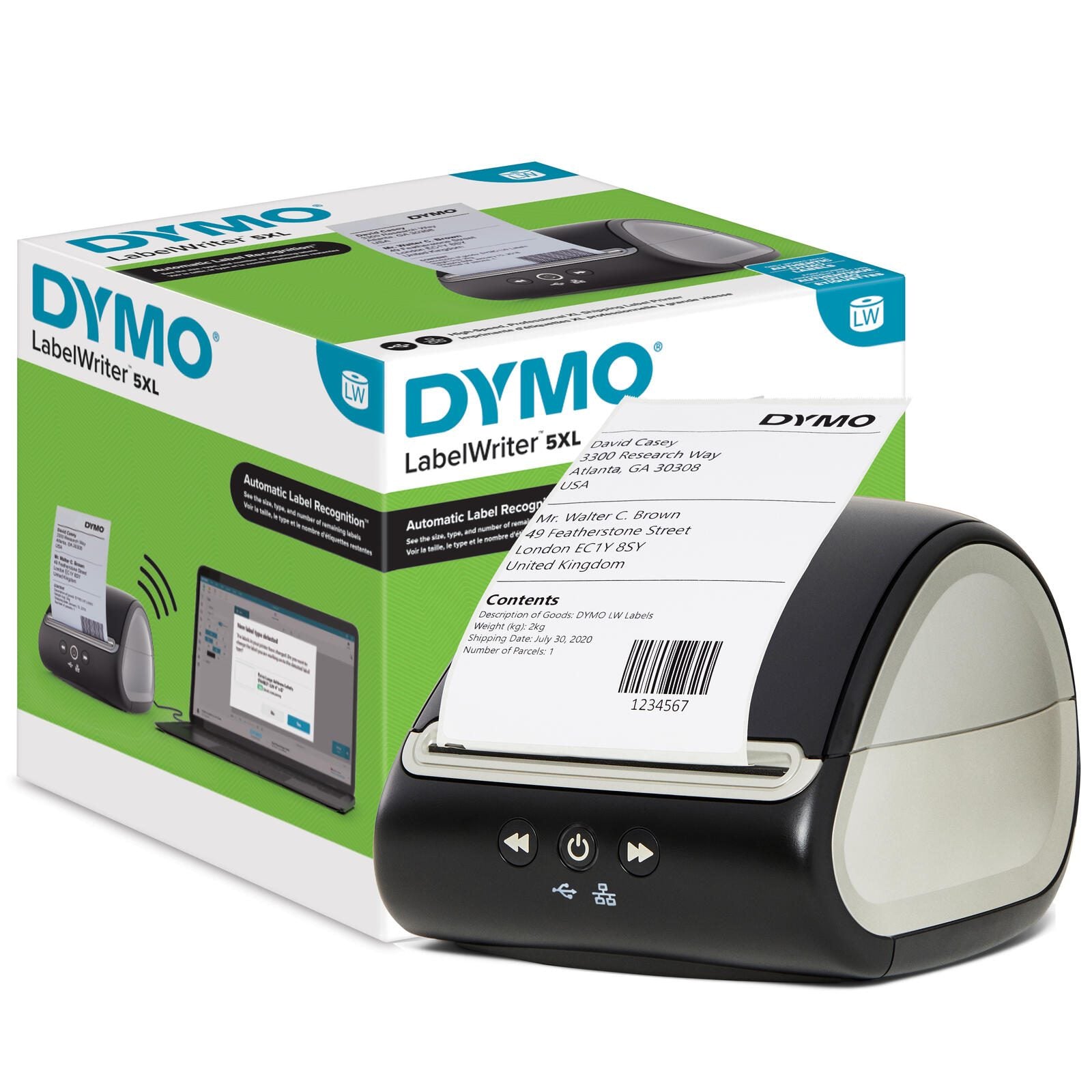 DYMO® LabelWriter™ 5XL, Etikettendrucker für bis zu 53 Etiketten/Minute, USB & Ethernet, 300 dpi. Thermodirekt, für Etik