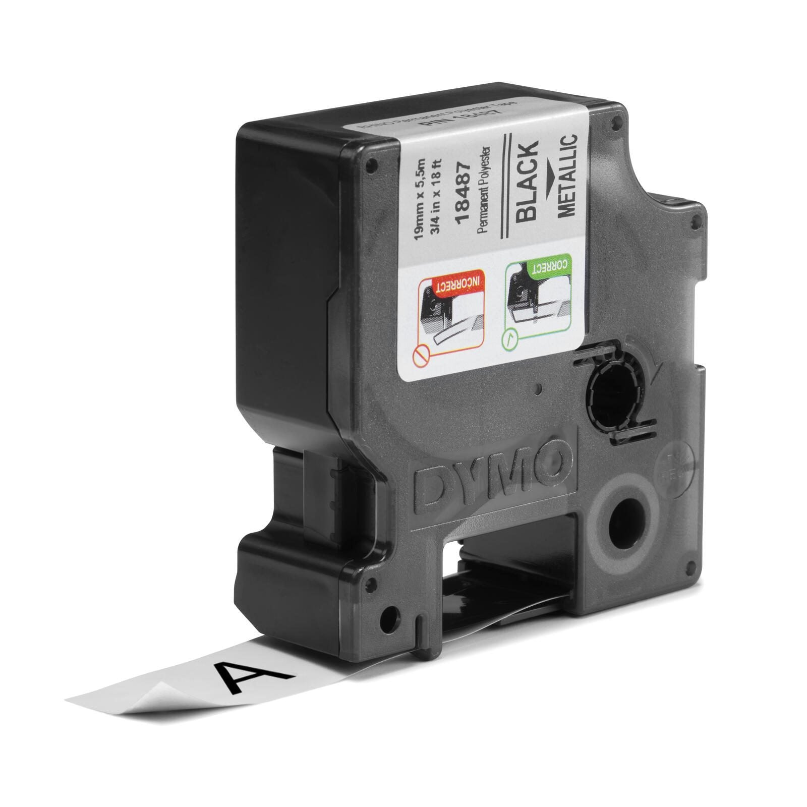 DYMO® Original IND-Schriftband für Rhino, Permanent Polyester - schwarz auf metallic