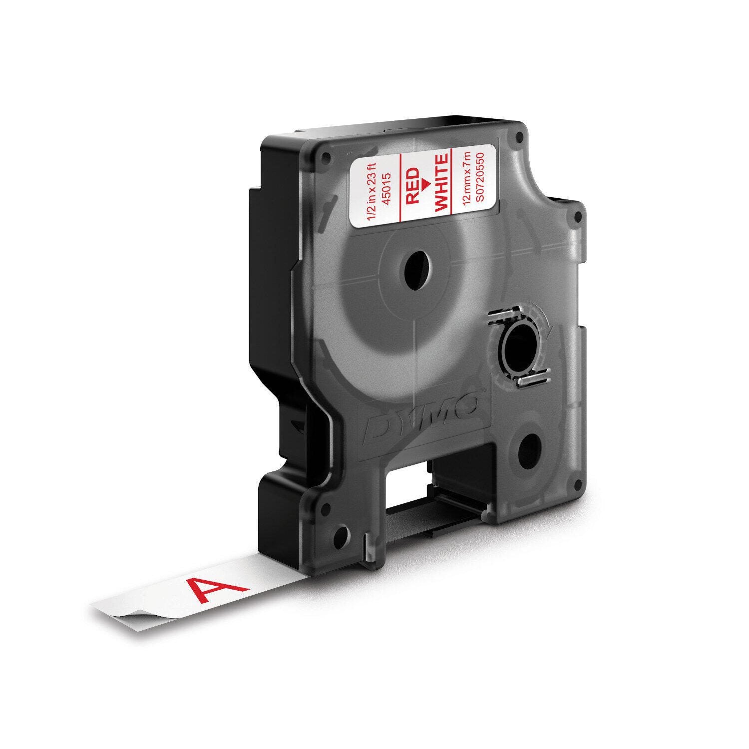 DYMO® Original D1-Schriftband für LabelManager™ 12mm x 7m - Polyester, wieder ablösbar - rot auf weiss