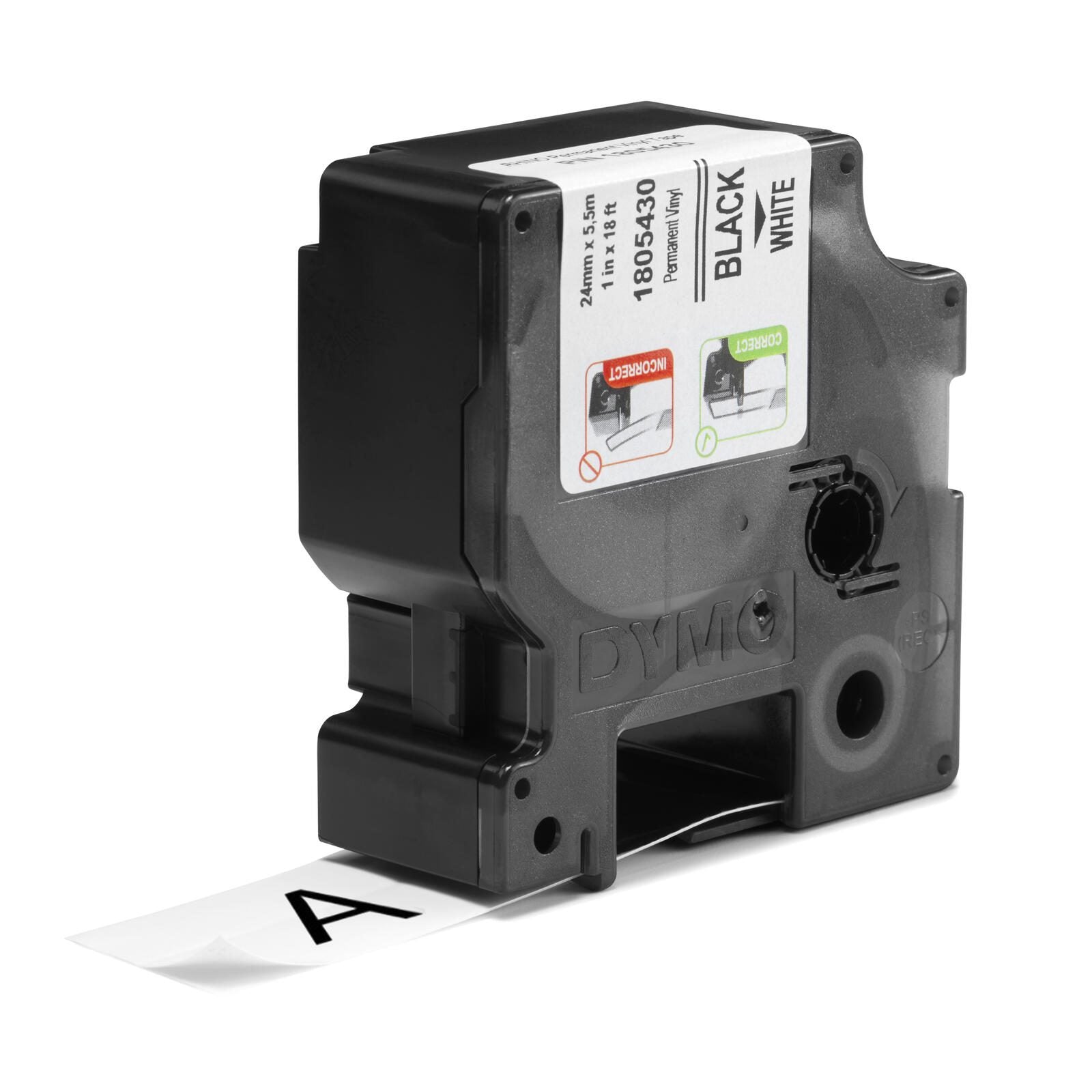 DYMO® Original IND-Schriftband für Rhino 6000+, farbiges Vinyl - schwarz auf weiss