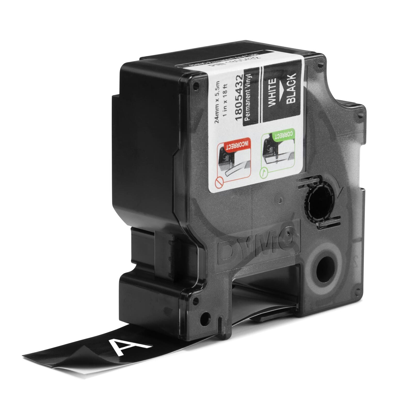 DYMO® Original IND-Schriftband für Rhino 6000+, farbiges Vinyl - weiss auf schwarz