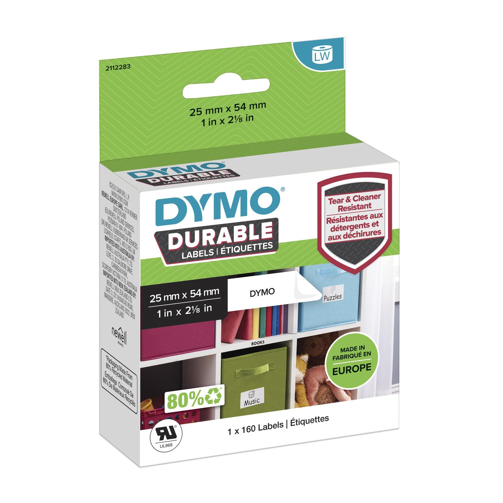 DYMO® Original Hochleistung Etikett für LabelWriter™, Kunststoff - weiss - permanent haftend, widerstandsfähig, 1 x 160
