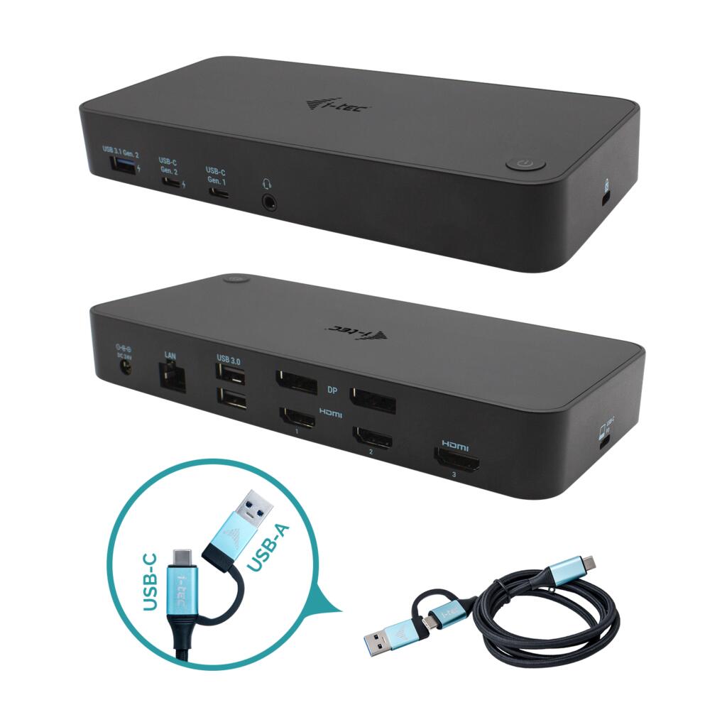 I-TEC USB 3.0/USB-C/Thunderbolt 3x 4K Docking Station mit Power Delivery 100W
