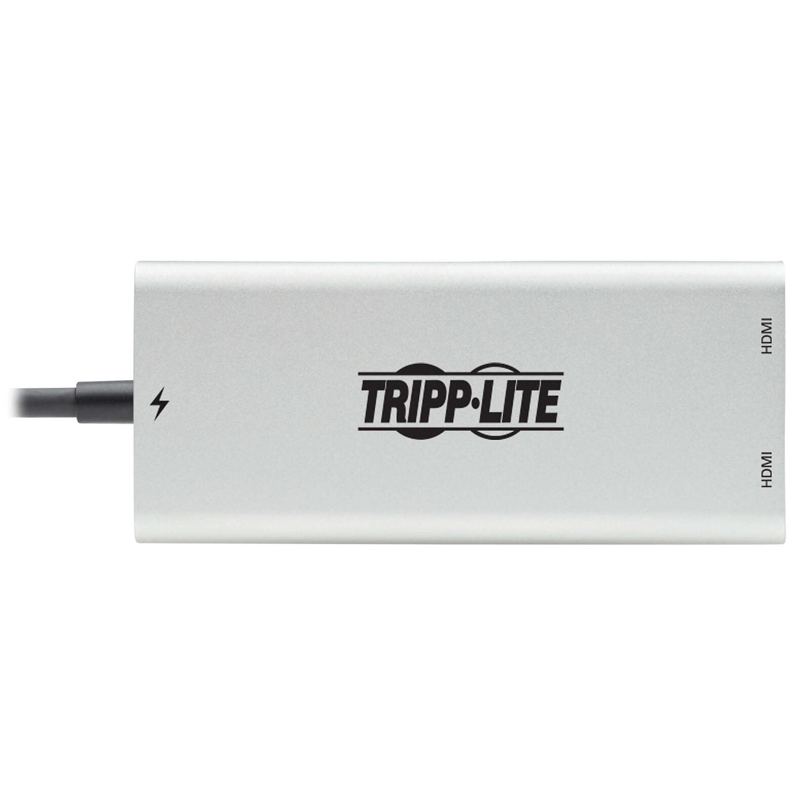 Eaton Tripp Lite Series Dual-Monizur Thunderbolt 3 zu HDMI Adapter (M/2xF) - 4K 60 Hz, 4:4:4, Silver