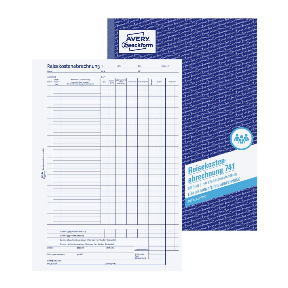 AVERY Zweckform Formularbuch Reisekostenabrechnung monatlich DIN A4 1x 50 Seiten