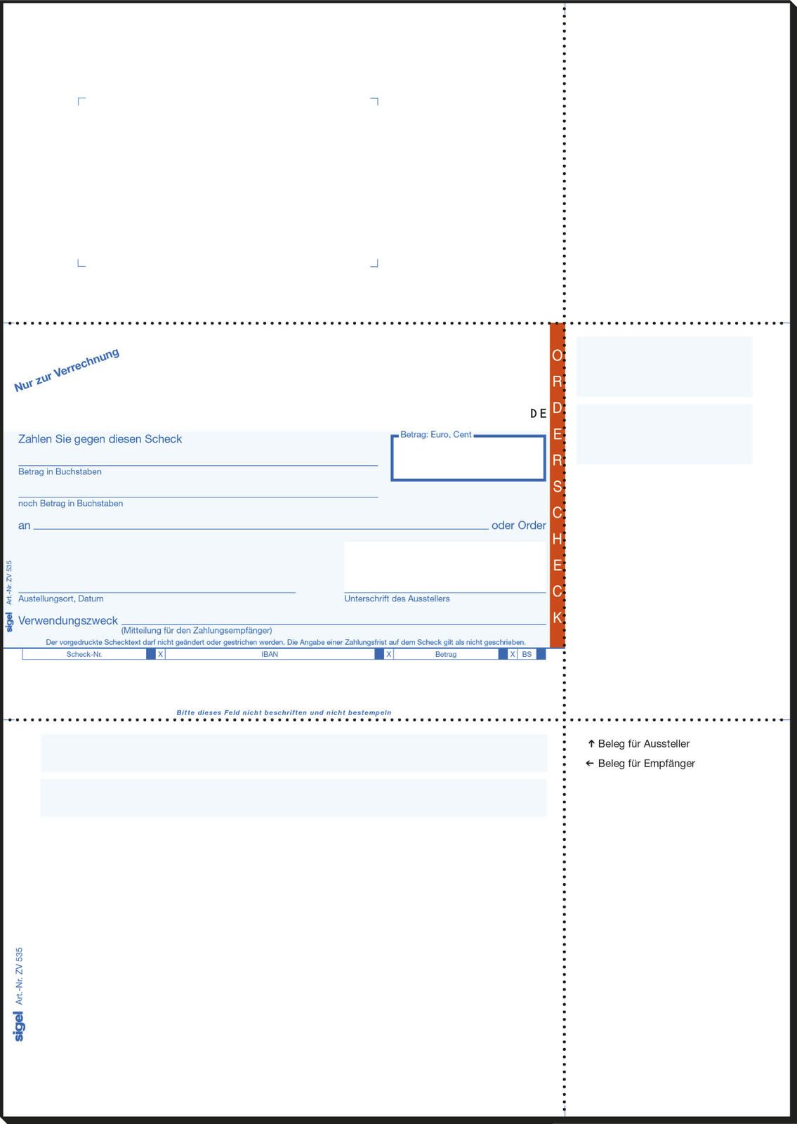SIGEL Bankformulare SEPA-Orderscheck DIN A4 100 Seiten