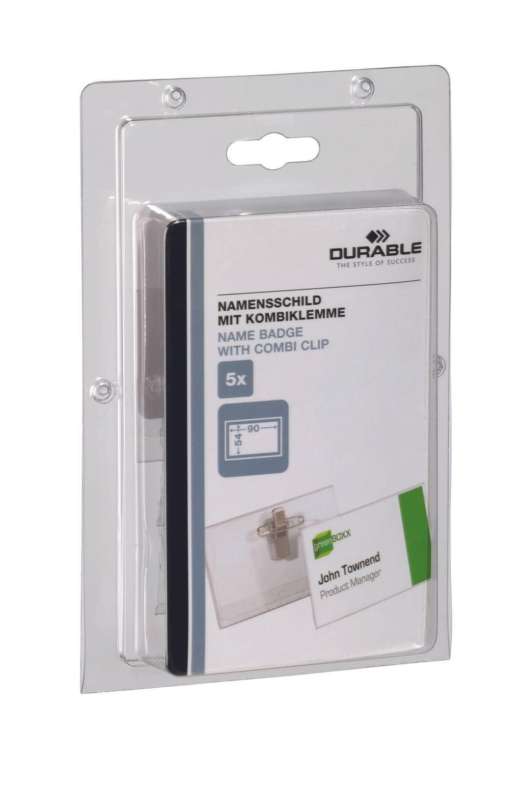 DURABLE Namensschilder transparent 9 cm x 5.4 cm