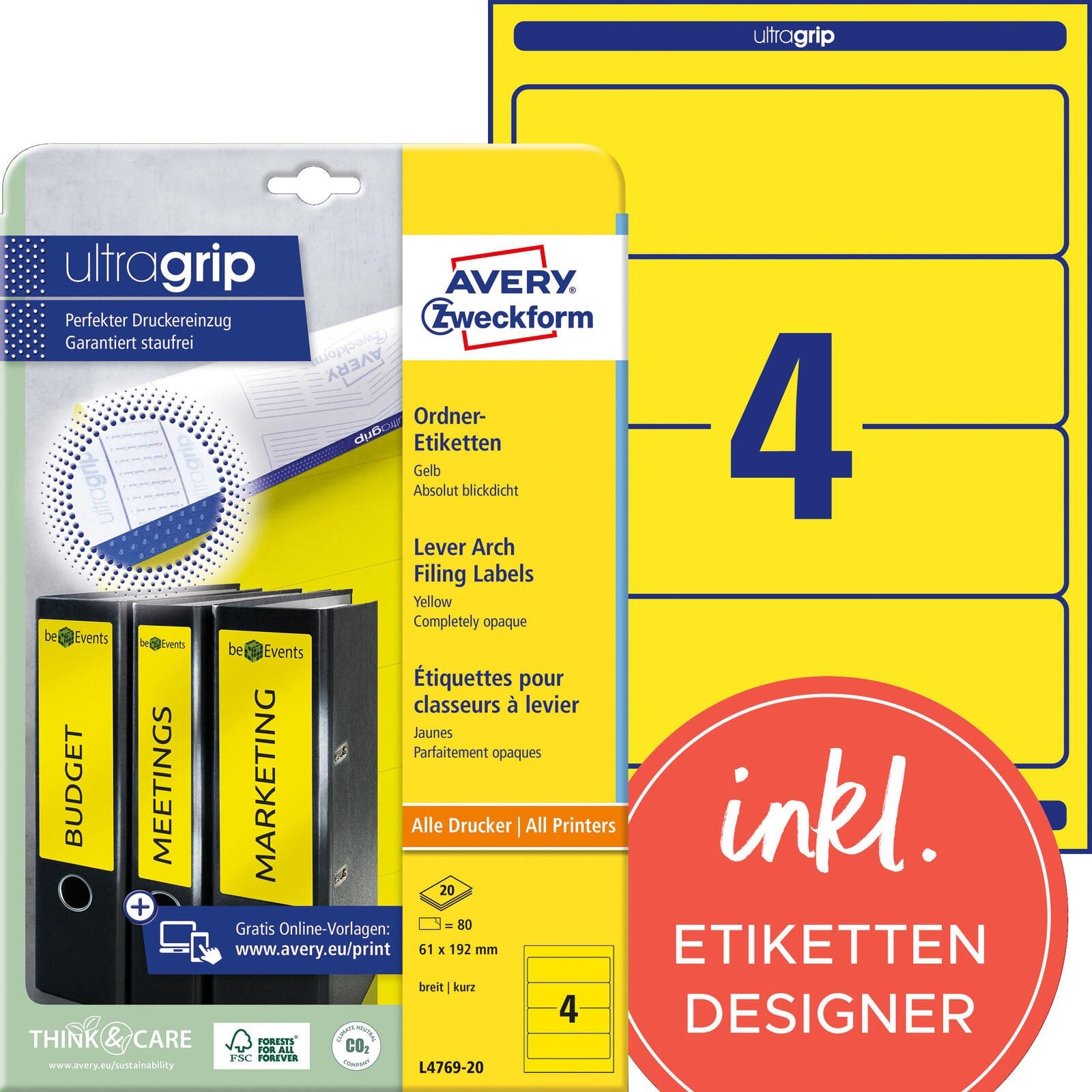 AVERY Zweckform Ordneretiketten 61,0 x 192,0 mm gelb