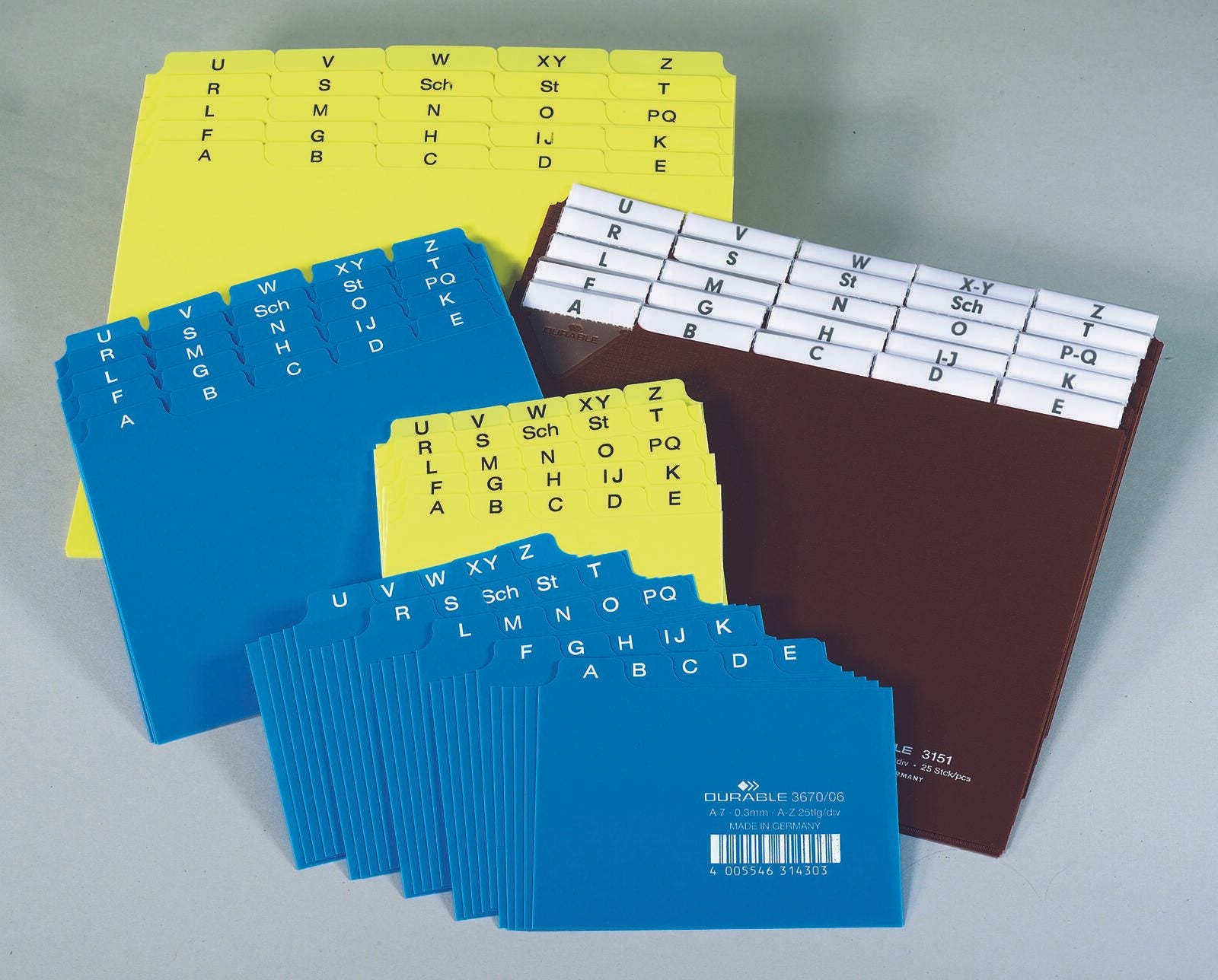 DURABLE Karteikartenregister A-Z gelb für DIN-A7-Karteikästen