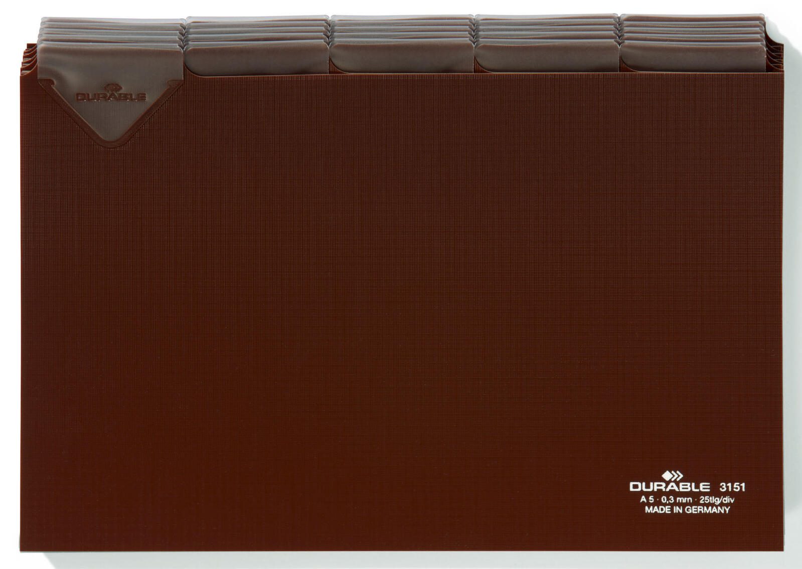 DURABLE Karteikartenregister A-Z, blanko, Jan.-Dez., 0-31 braun für DIN-A5-Karteikästen