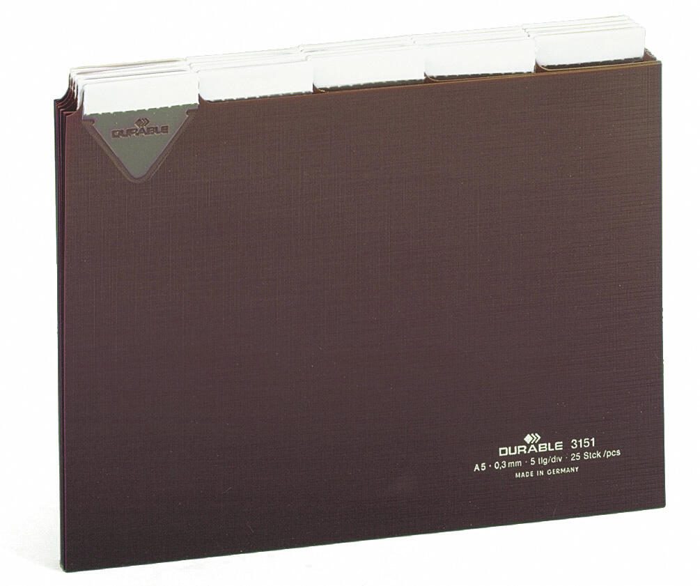 DURABLE Karteikartenregister A-Z, blanko, Jan.-Dez., 0-31 braun für DIN-A5-Karteikästen
