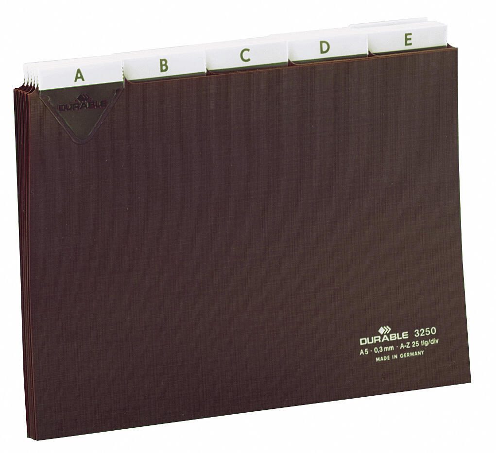 DURABLE Karteikartenregister A-Z, blanko, Jan.-Dez., 0-31 braun für DIN-A5-Karteikästen