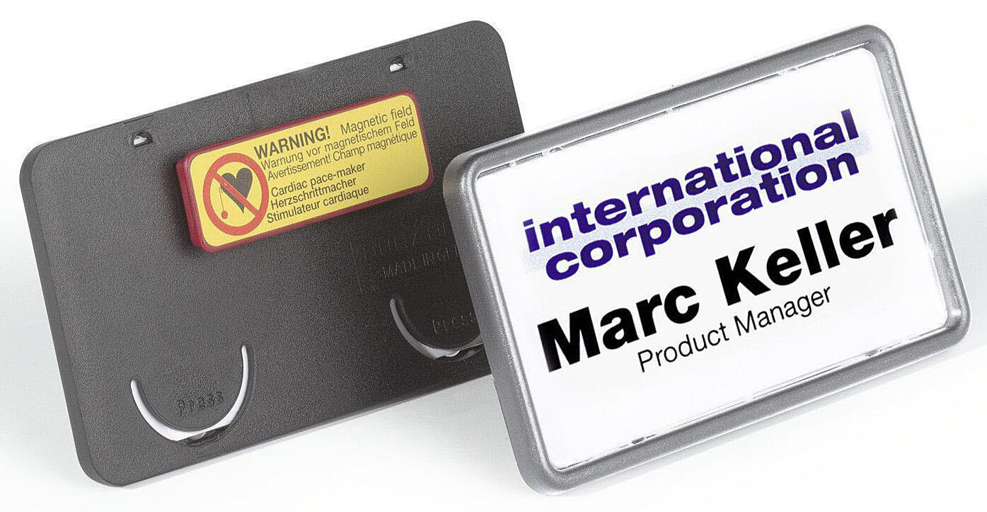DURABLE Clip-Card Namensschilder grau 7.5 cm x 4 cm