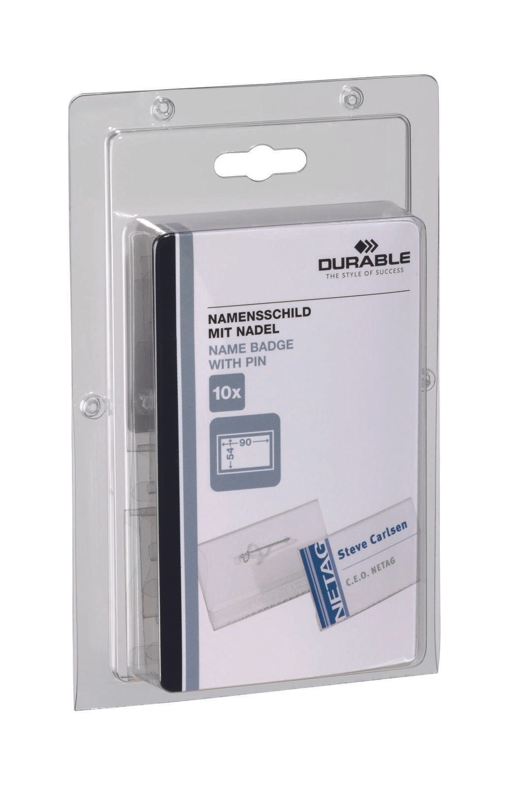 DURABLE Namensschilder transparent 9 cm x 5.4 cm
