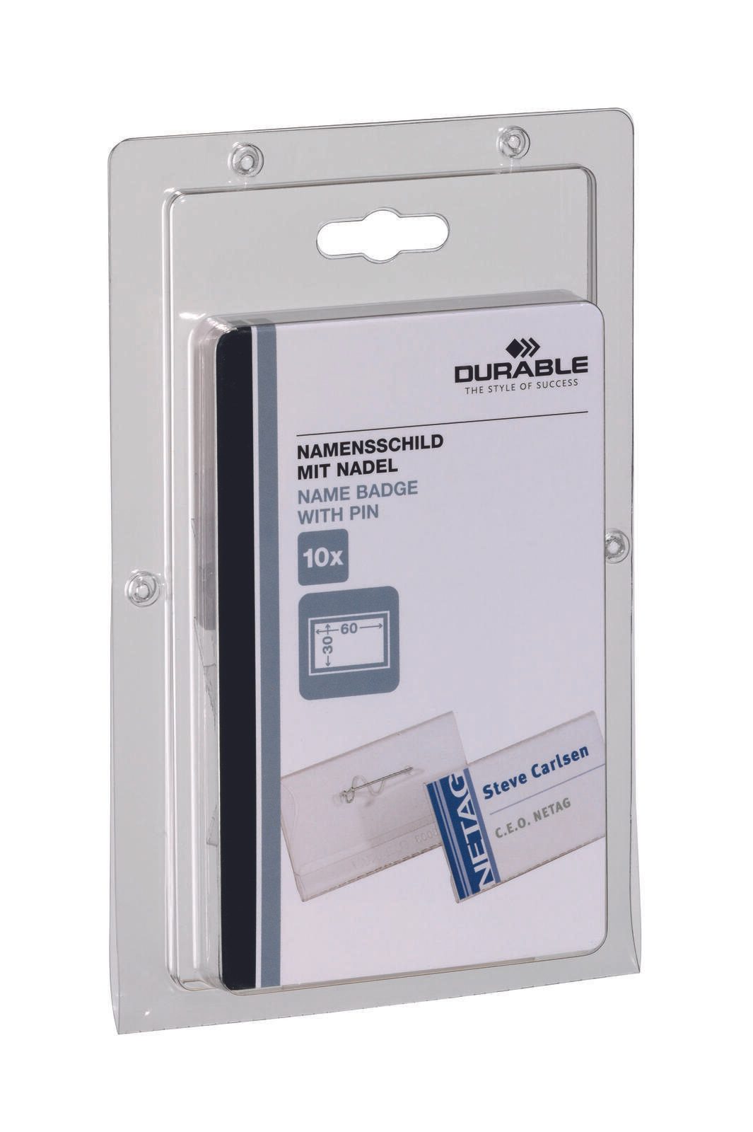 DURABLE Namensschilder transparent 6 cm x 3 cm