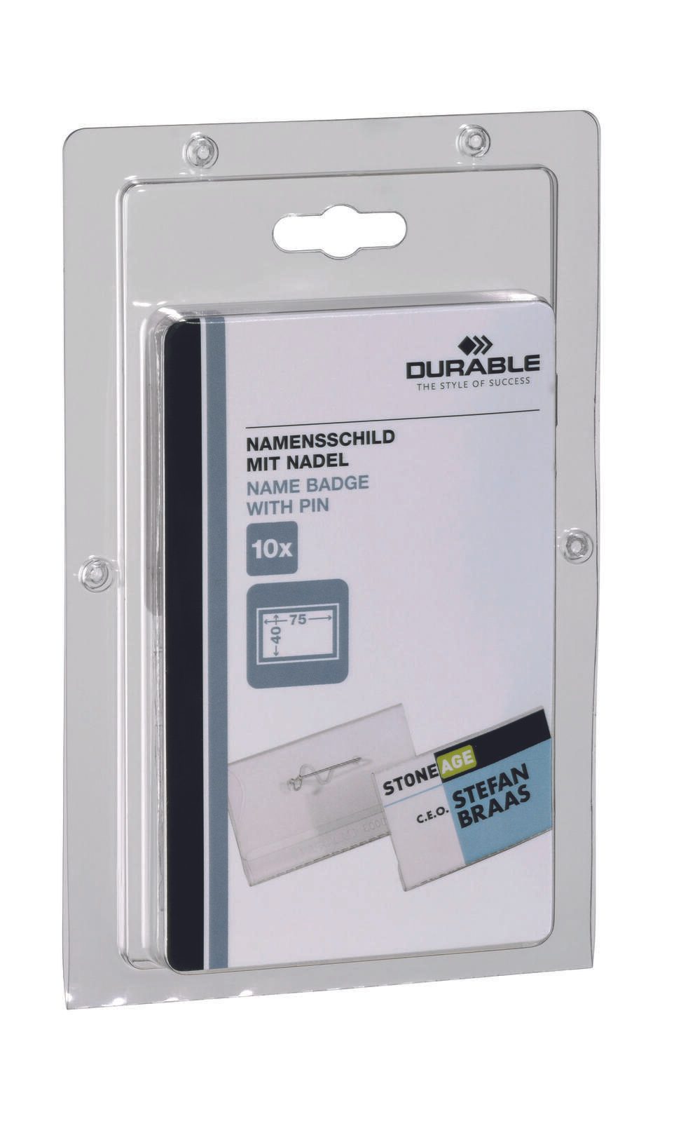 DURABLE Namensschilder transparent 7.5 cm x 4 cm