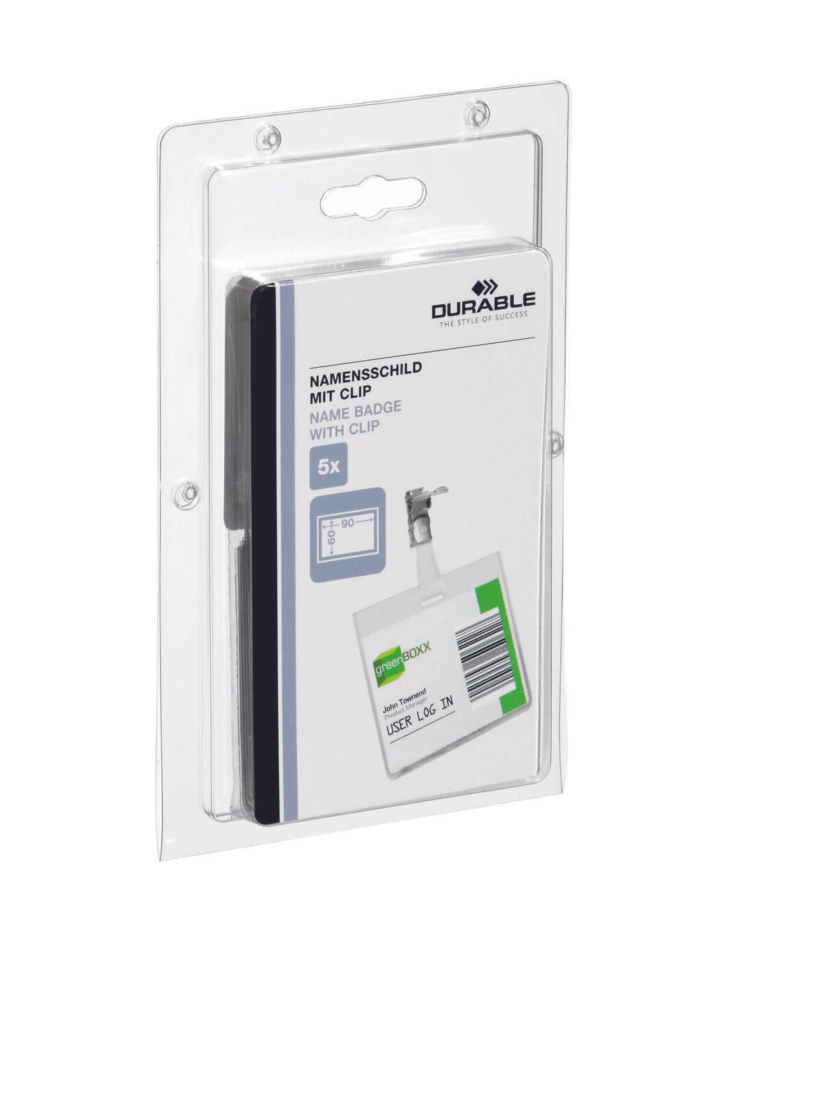 DURABLE Namensschilder transparent 9 cm x 6 cm