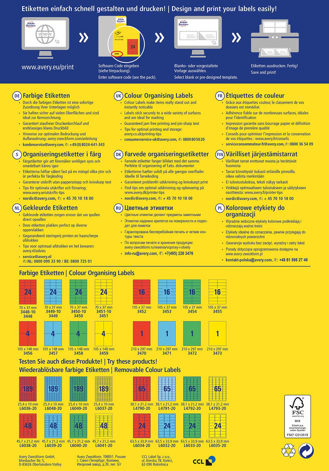 AVERY Zweckform Etiketten 3458 grün 105,0 x 148,0 mm