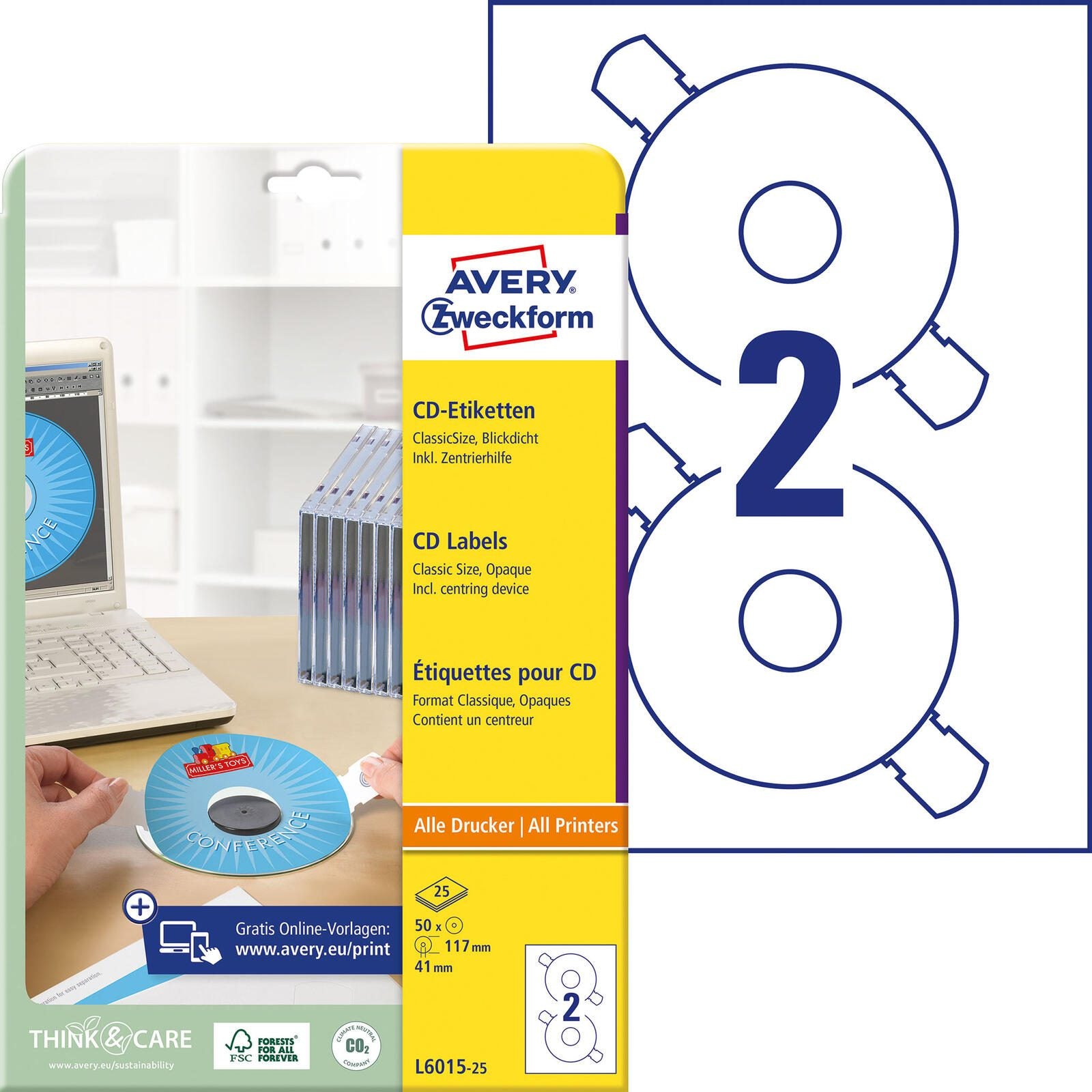 AVERY Zweckform CD-Etiketten ClassicSize