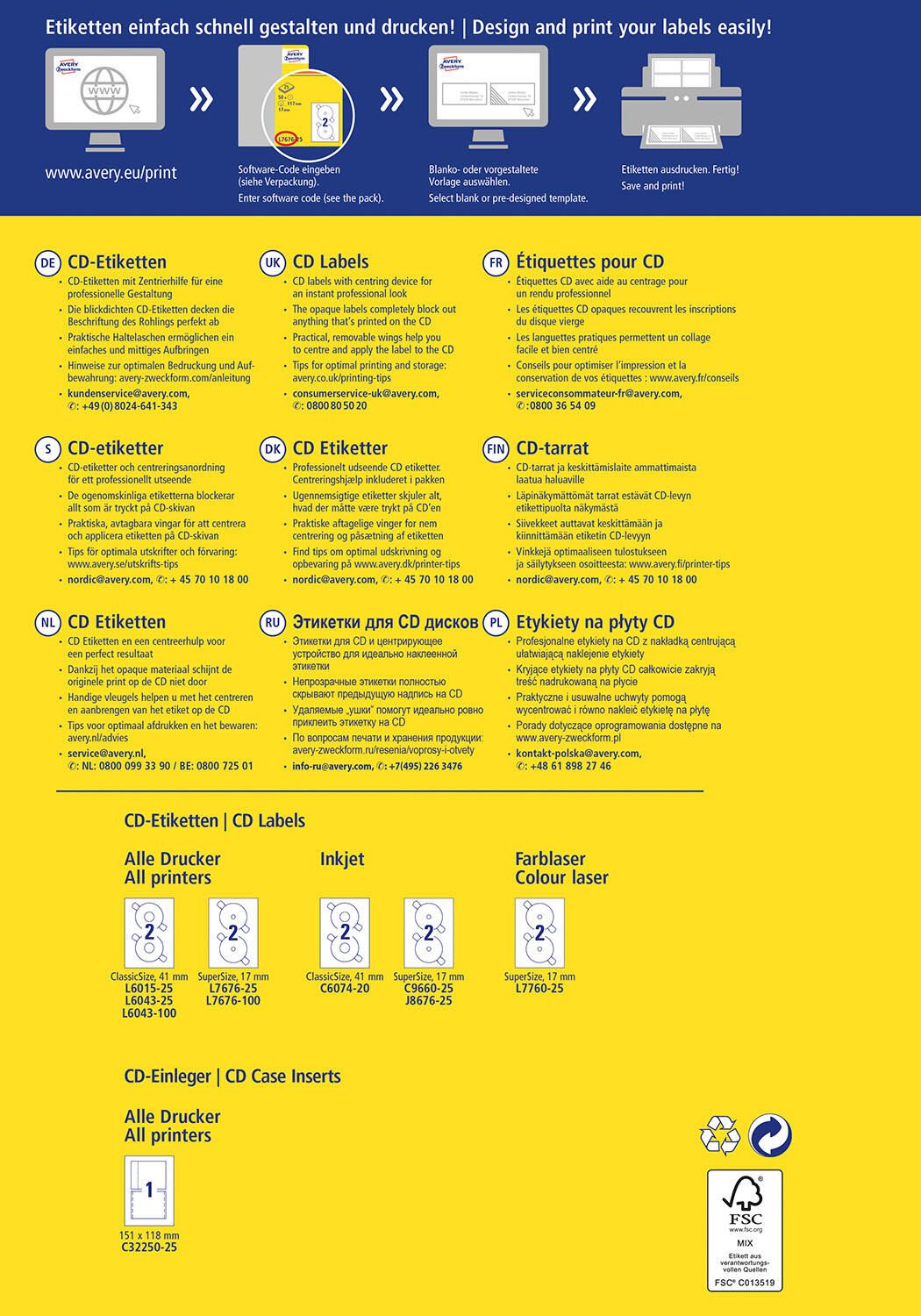 AVERY Zweckform CD-Etiketten ClassicSize