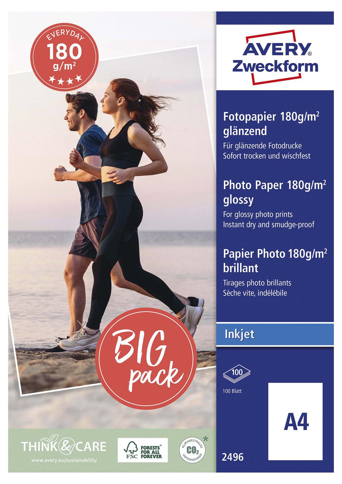 AVERY Zweckform Fotopapier Inkjet DIN A4 glänzend 180 g/m²