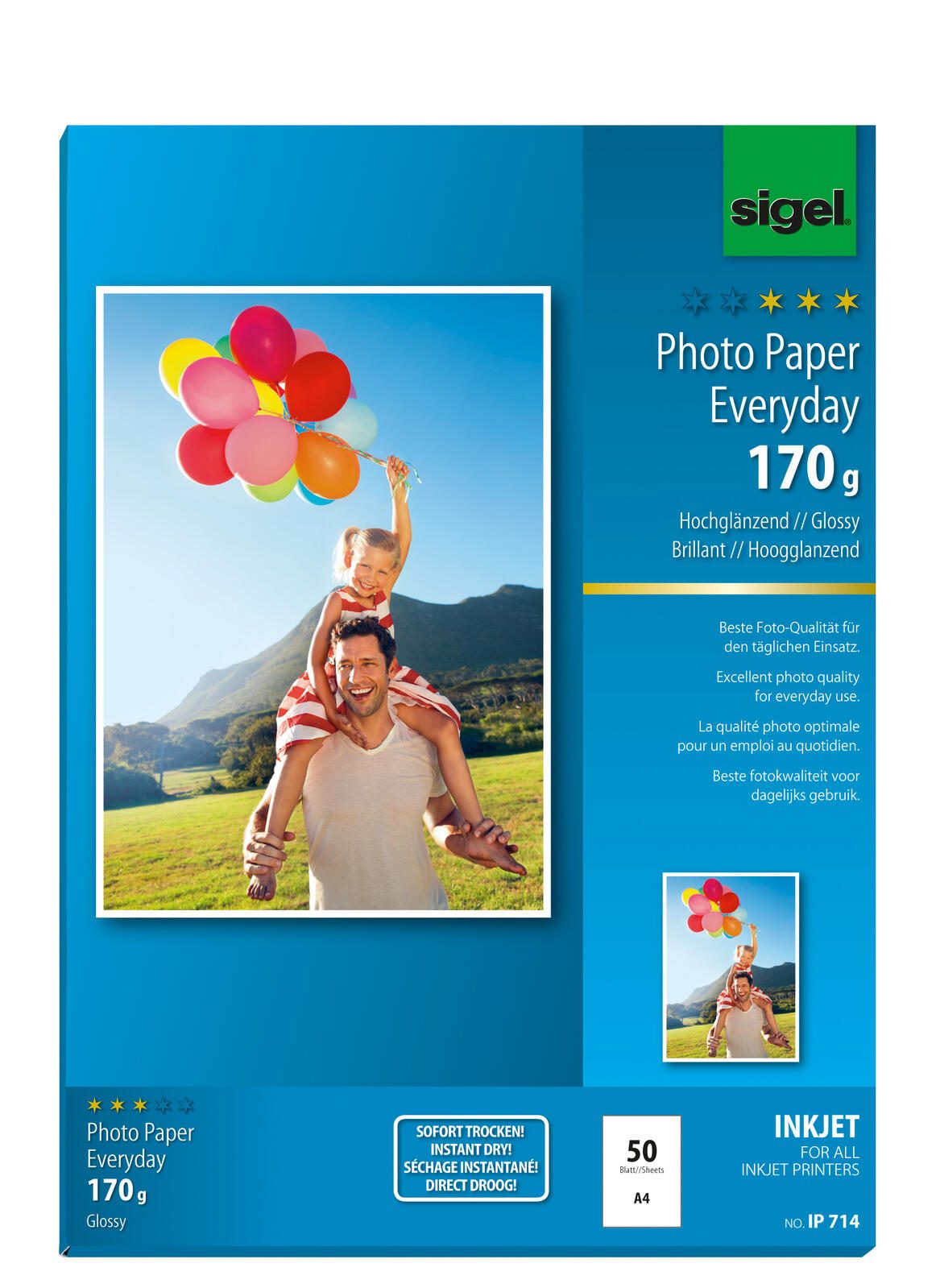 SIGEL Fotopapier Inkjet Everyday DIN A4 hochglänzend 170 g/m²