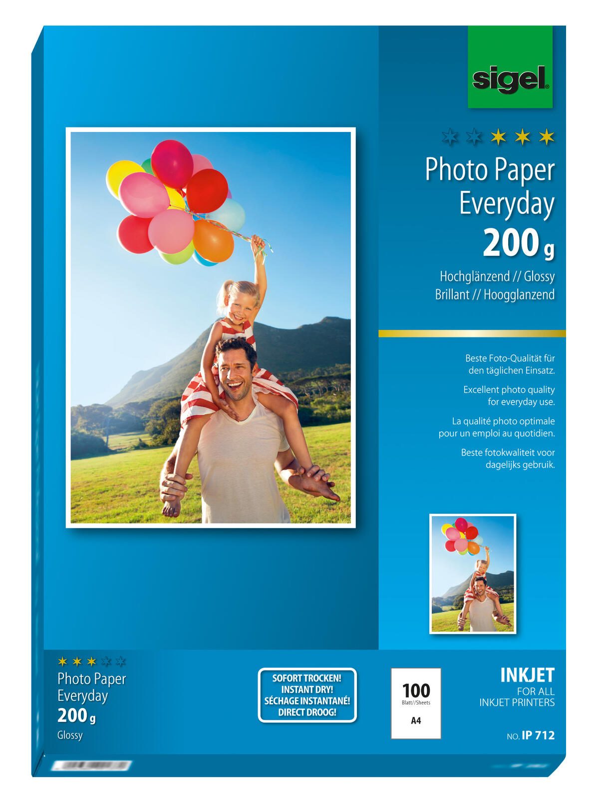 SIGEL Fotopapier Inkjet Everyday DIN A4 hochglänzend 200 g/m²