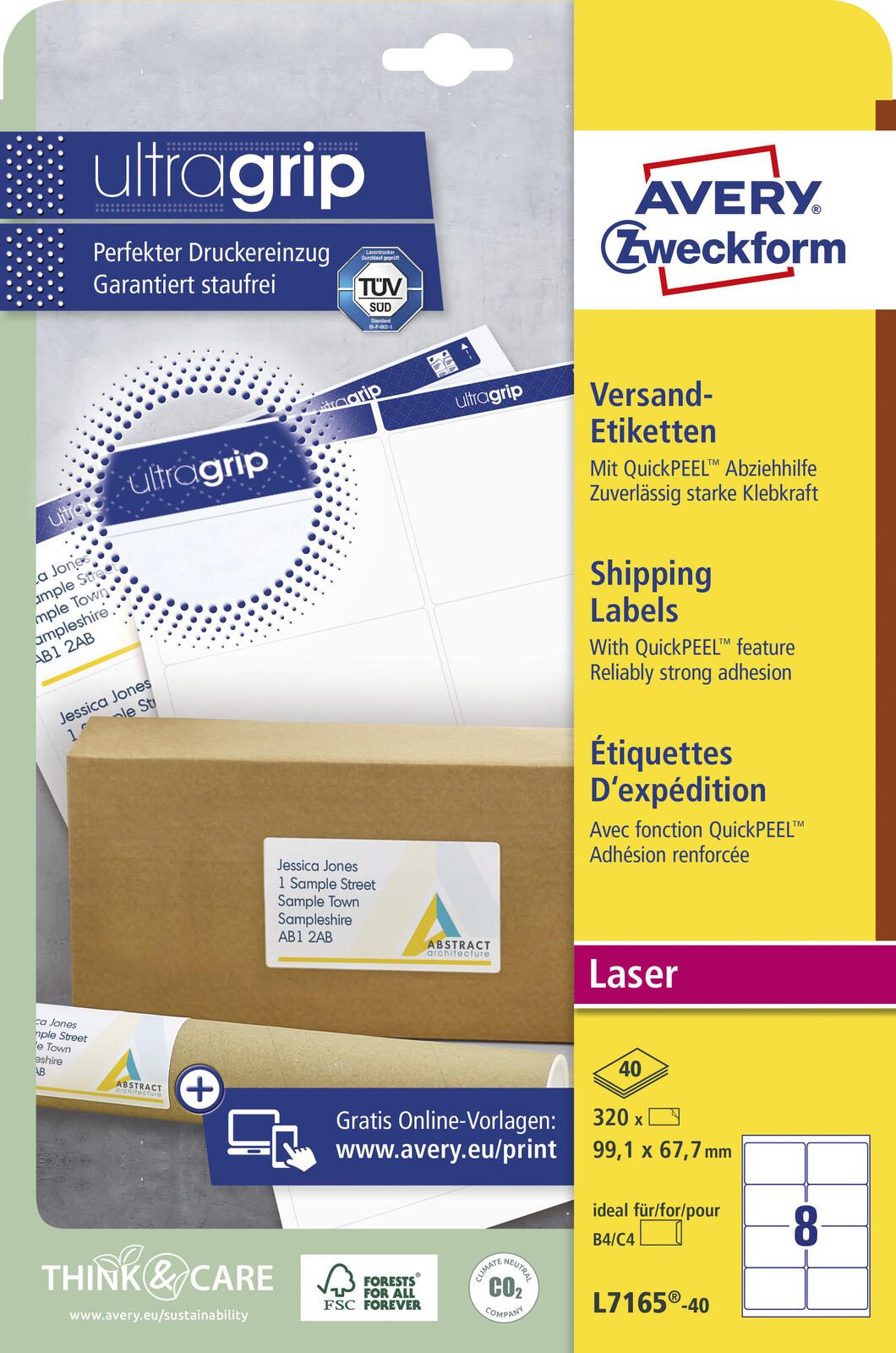 AVERY Zweckform Versandetiketten L7165-40 weiß 99,1 x 67,7 mm