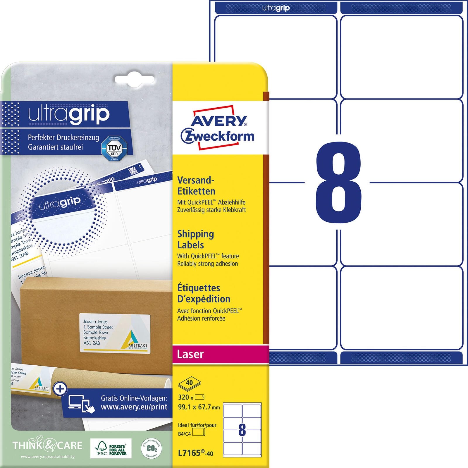 AVERY Zweckform Versandetiketten L7165-40 weiß 99,1 x 67,7 mm