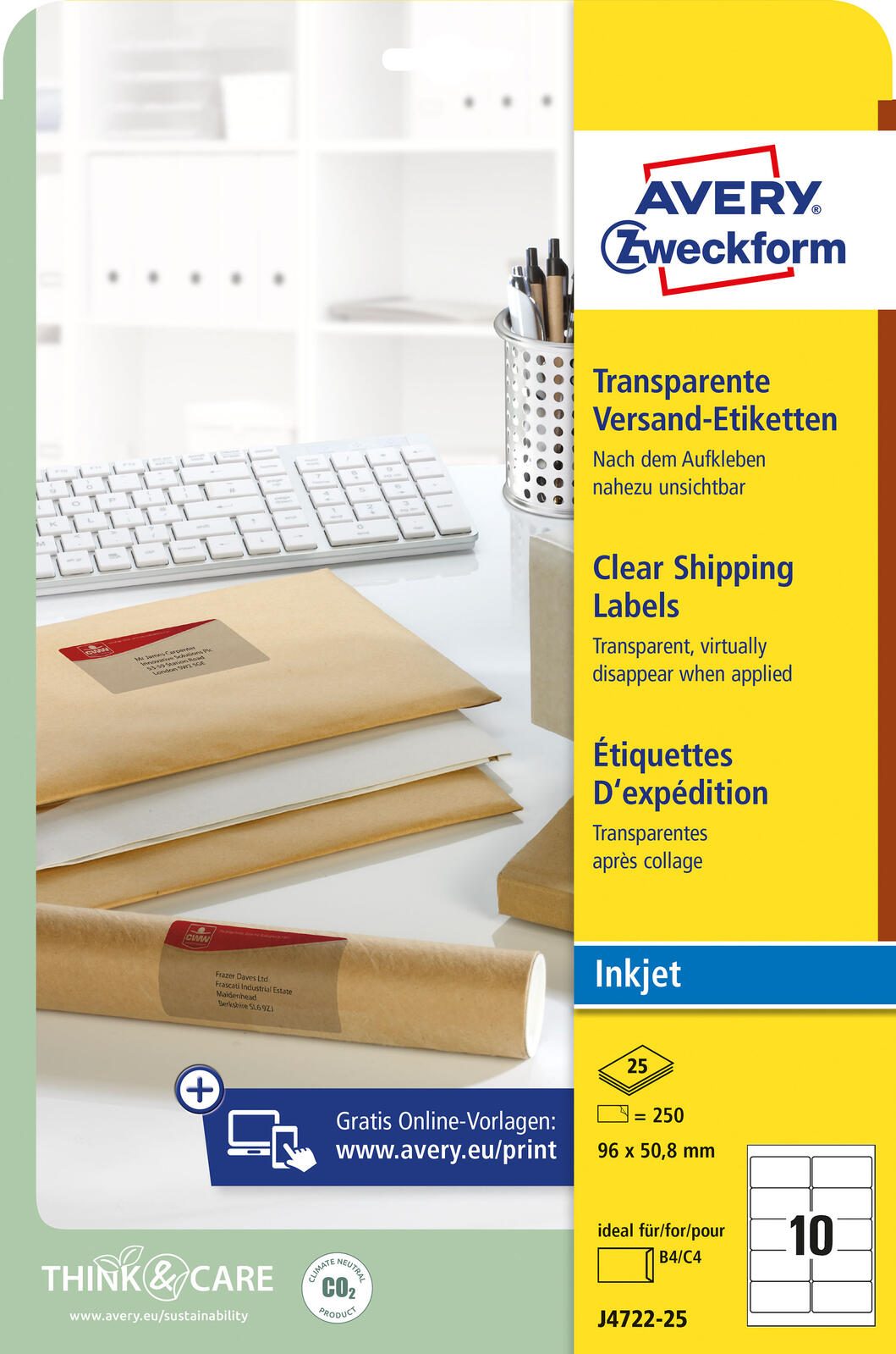 AVERY Zweckform Folien-Versandetiketten 96,0 x 50,8 mm